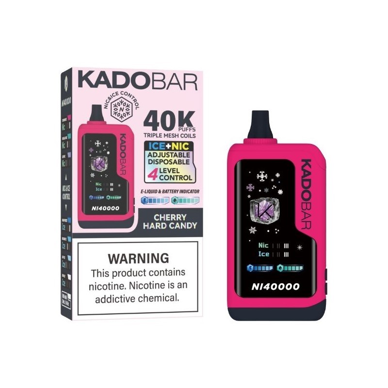 cherry-hard-candy-kado-bar-ni40000 Kado Bar NI40000 Ice+Nic Control Disposable Vape 24ml 5% - cherry hard candy - Image 1