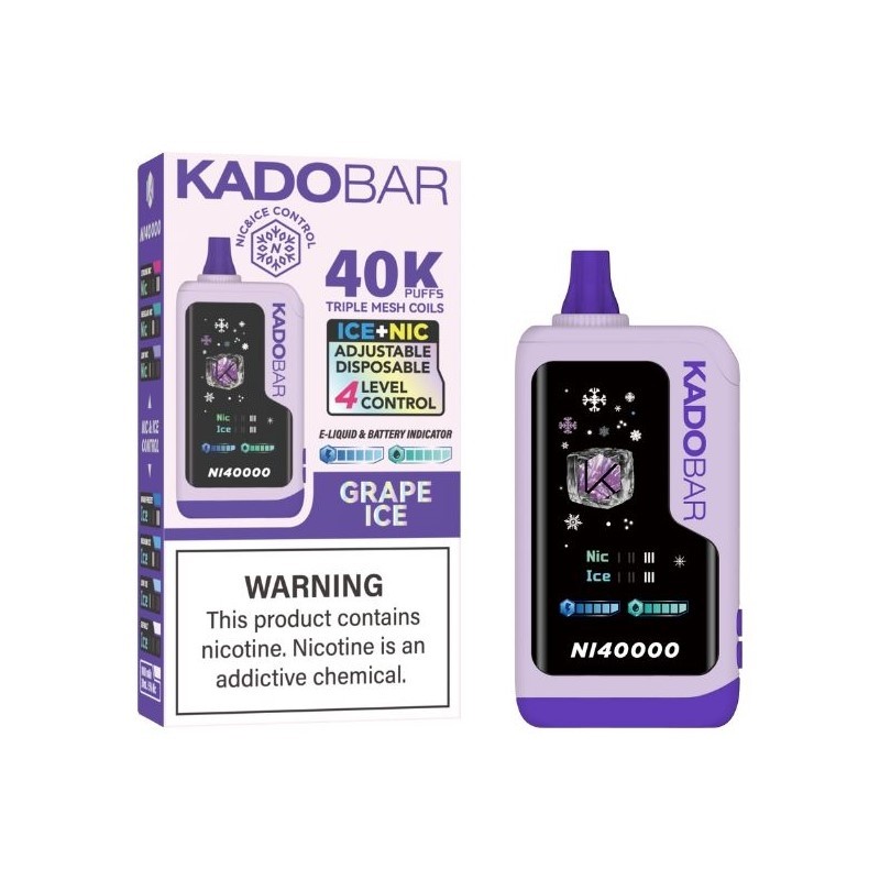 grape-ice-kado-bar-ni40000 Kado Bar NI40000 Ice+Nic Control Disposable Vape 24ml 5% - grape ice - Image 1