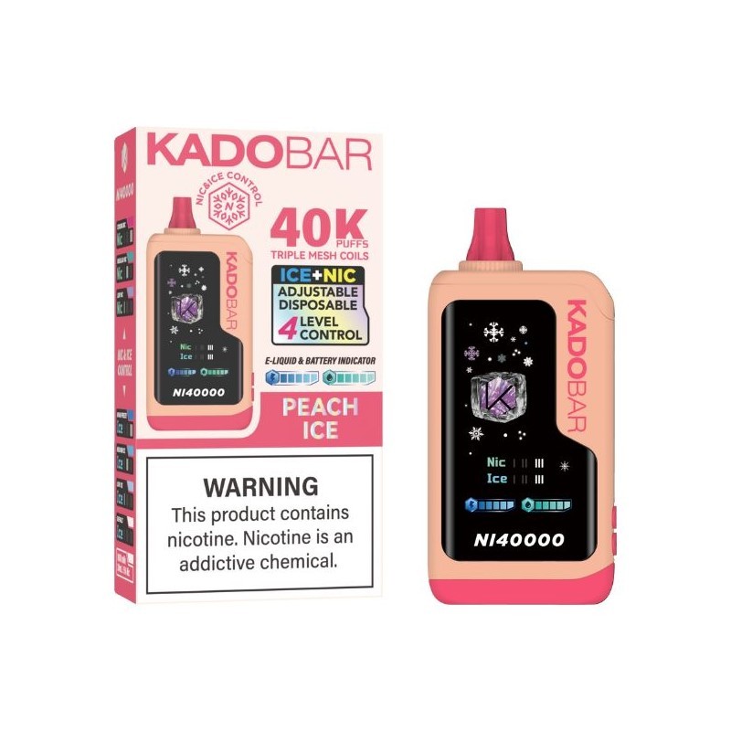 peach-ice-kado-bar-40k Kado Bar NI40000 Ice+Nic Control Disposable Vape 24ml 5% - peach ice 40k - Image 1