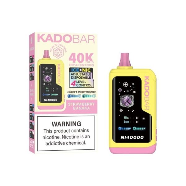 Kado Bar NI40000 Ice+Nic Control Disposable Vape 24ml 5% - strawberry banana